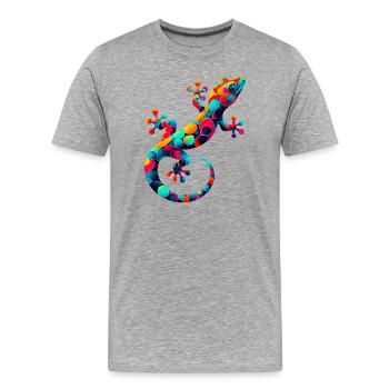 Gecko - T-shirt bio Premium Homme - gris chiné - Devant - Damien (186cm)