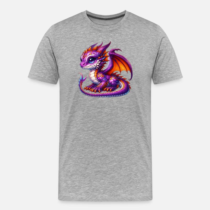 Drache - Männer Premium Bio T-Shirt - Grau meliert