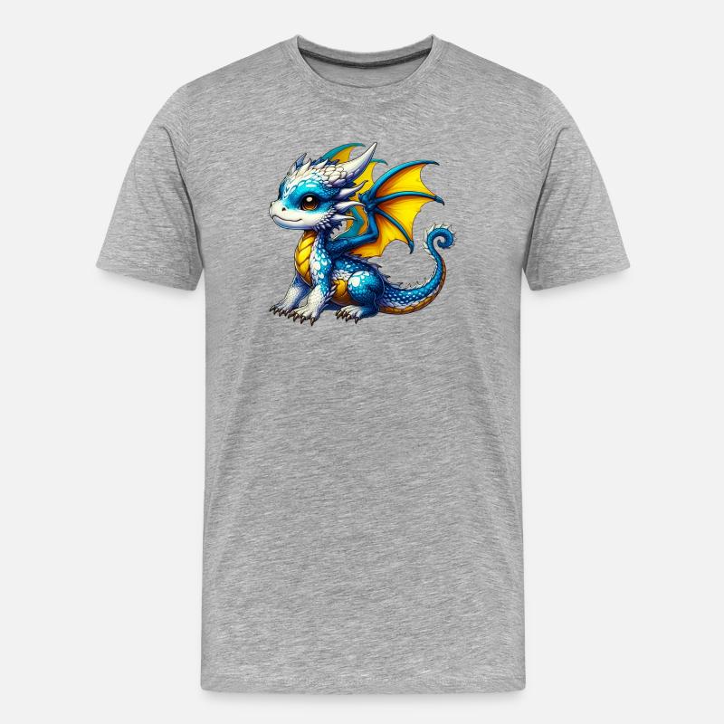 Drache - Männer Premium Bio T-Shirt - Grau meliert