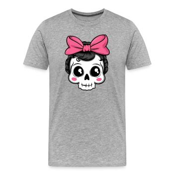 Cute 60s Rockabilly Skull - Men's Premium Organic T-Shirt - heather grey - Front - Damien (186cm)