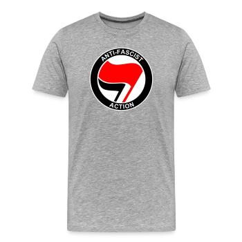 Logo ANTIFA - T-shirt bio Premium Homme - gris chiné - Devant - Damien (186cm)