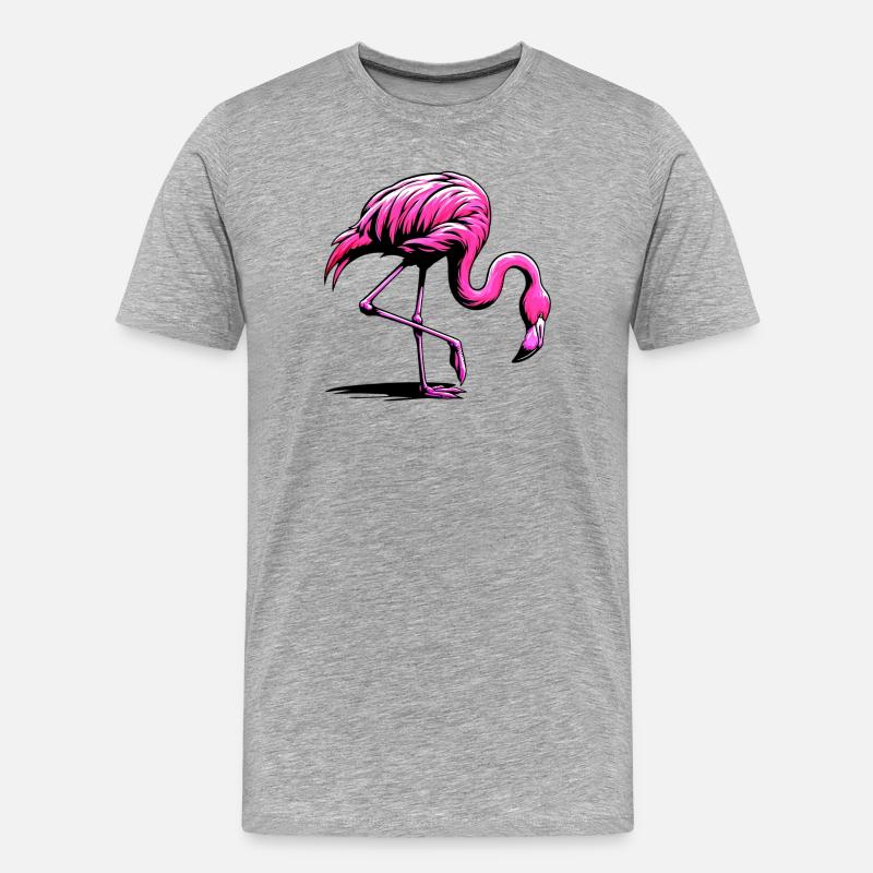 Flamingo - Männer Premium Bio T-Shirt - Grau meliert