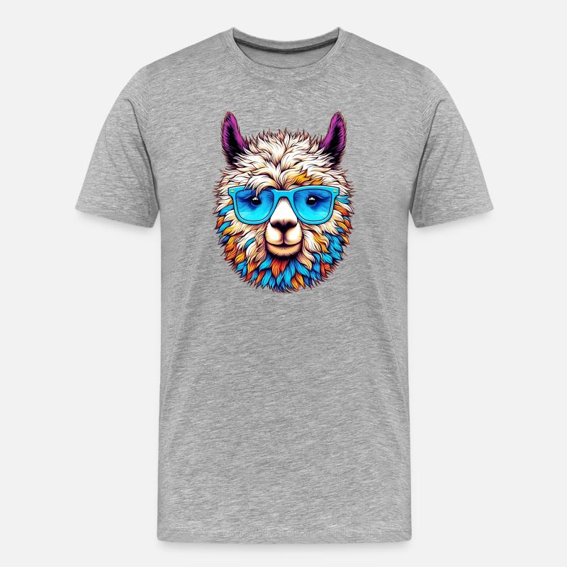 Alpaka - Männer Premium Bio T-Shirt - Grau meliert