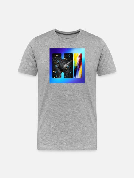 Schwarze Splatter-Abstraktion - Männer Premium Bio T-Shirt - Grau meliert