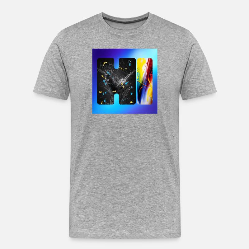 Schwarze Splatter-Abstraktion - Männer Premium Bio T-Shirt - Grau meliert