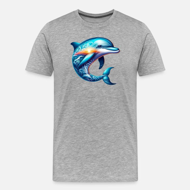 Delfin - Männer Premium Bio T-Shirt - Grau meliert