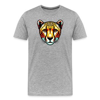 Guépard - T-shirt bio Premium Homme - gris chiné - Devant - Damien (186cm)