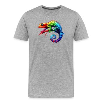 Gecko - Men's Premium Organic T-Shirt - heather grey - Front - Damien (186cm)