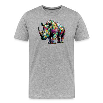 Rhinoceros - Men's Premium Organic T-Shirt - heather grey - Front - Damien (186cm)