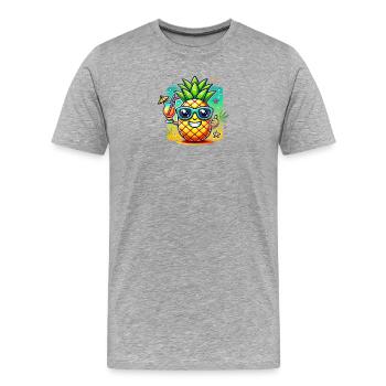 Soleil ananas motif de plage - T-shirt bio Premium Homme - gris chiné - Devant - Damien (186cm)