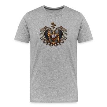 Frauenkarte mit brennendem Herzen - Männer Premium Bio T-Shirt - Grau meliert - Vorne - Damien (186cm)