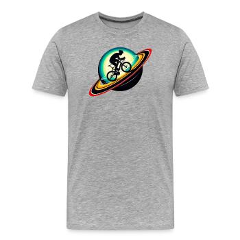 Cycliste sur Saturne - T-shirt bio Premium Homme - gris chiné - Devant - Damien (186cm)