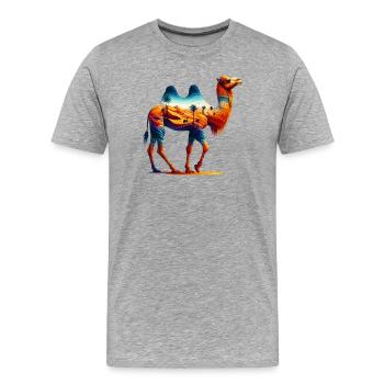 Kamel - Männer Premium Bio T-Shirt - Grau meliert - Vorne - Damien (186cm)