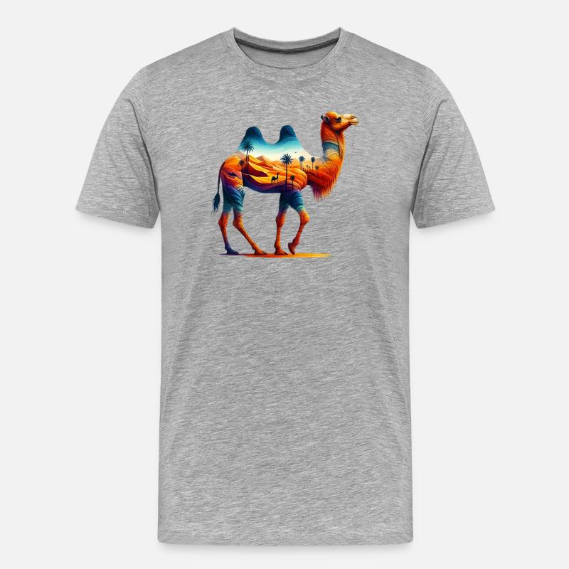 Kamel - Männer Premium Bio T-Shirt - Grau meliert