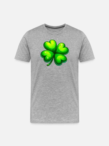 Four-leaf clover - Men's Premium Organic T-Shirt - heather grey