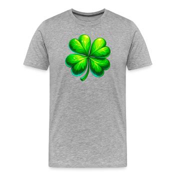 Four-leaf clover - Men's Premium Organic T-Shirt - heather grey - Front - Damien (186cm)