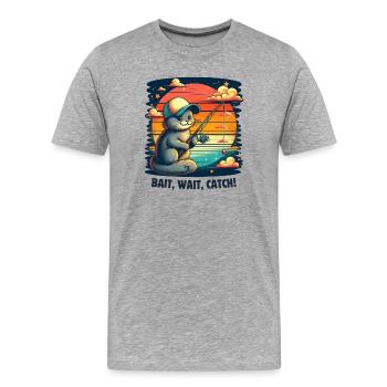 Fishing. Bait, wait, catch! - Men's Premium Organic T-Shirt - heather grey - Front - Damien (186cm)
