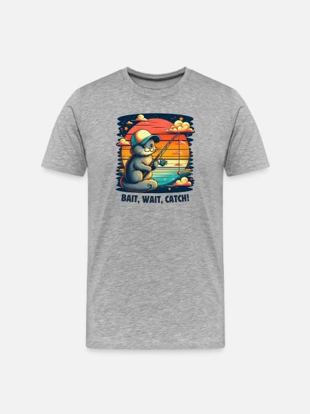 Fishing. Bait, wait, catch! - Men's Premium Organic T-Shirt - heather grey