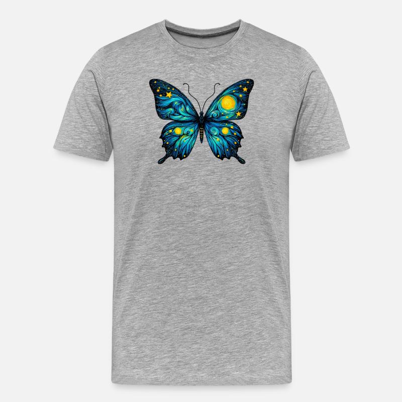 Schmetterling - Männer Premium Bio T-Shirt - Grau meliert