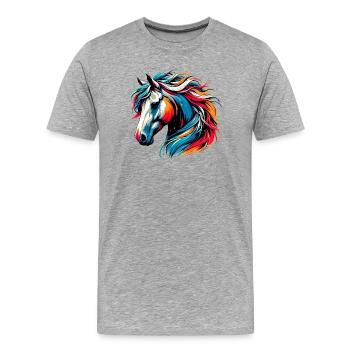 Pferd - Männer Premium Bio T-Shirt - Grau meliert - Vorne - Damien (186cm)