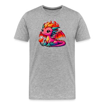 Dragon - T-shirt bio Premium Homme - gris chiné - Devant - Damien (186cm)