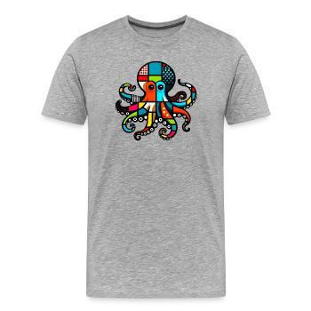 Krake - Männer Premium Bio T-Shirt - Grau meliert - Vorne - Damien (186cm)