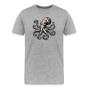 Pieuvre - T-shirt bio Premium Homme - gris chiné - Devant - Damien (186cm)