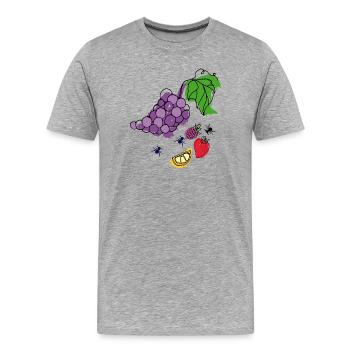 Obst mit Insekten - Männer Premium Bio T-Shirt - Grau meliert - Vorne - Damien (186cm)