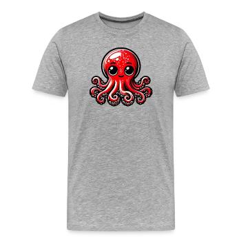 Krake - Männer Premium Bio T-Shirt - Grau meliert - Vorne - Damien (186cm)