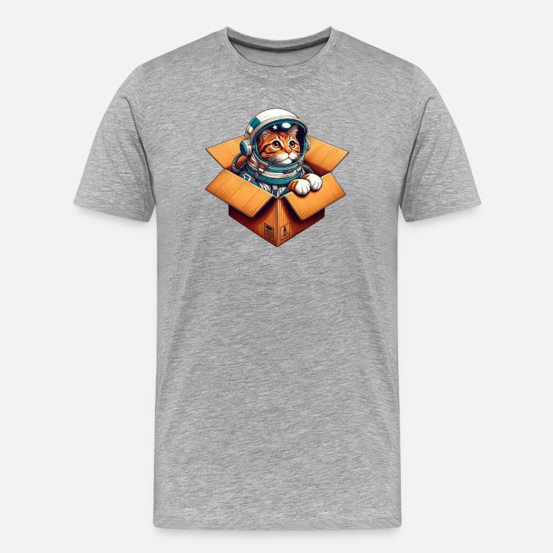 Astronaut Katze - Männer Premium Bio T-Shirt - Grau meliert