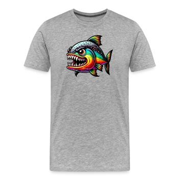 Piranha - Men's Premium Organic T-Shirt - heather grey - Front - Damien (186cm)