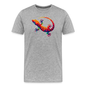 Gecko - T-shirt bio Premium Homme - gris chiné - Devant - Damien (186cm)