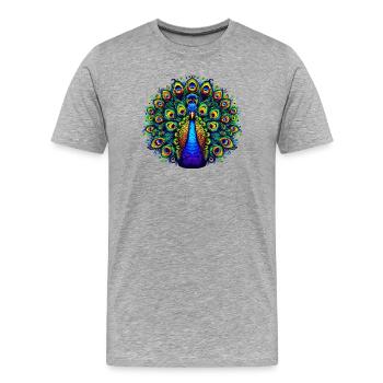 Pfau - Männer Premium Bio T-Shirt - Grau meliert - Vorne - Damien (186cm)