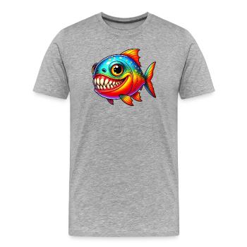 Piranha - Men's Premium Organic T-Shirt - heather grey - Front - Damien (186cm)