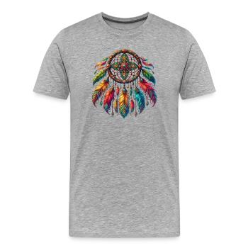 Colourful dream catcher: protection for good dreams - Men's Premium Organic T-Shirt - heather grey - Front - Damien (186cm)