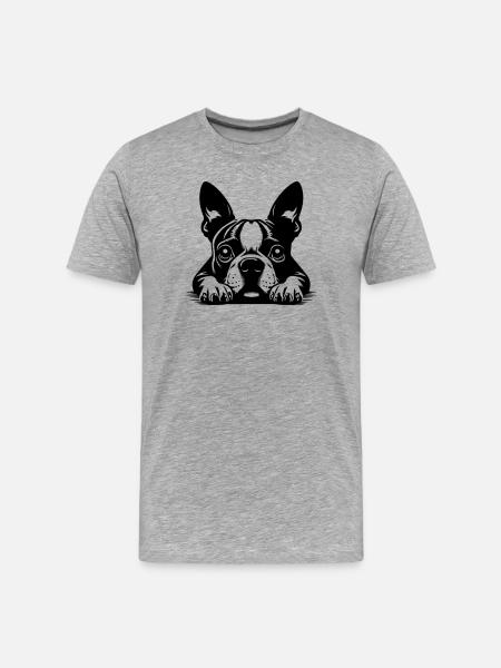 Boston Terrier Head with Paws - Men's Premium Organic T-Shirt - heather grey