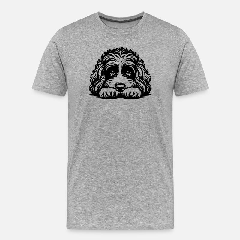 Cavapoo Head with Paws - Men's Premium Organic T-Shirt - heather grey