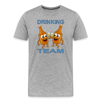 Humorvolles Trink-Teambild - Männer Premium Bio T-Shirt - Grau meliert - Vorne - Damien (186cm)