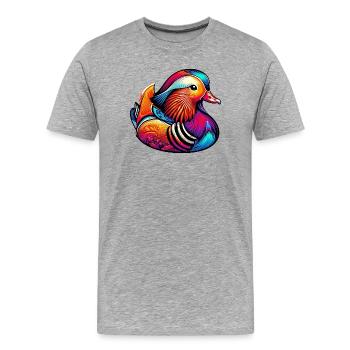 Canard mandarin - T-shirt bio Premium Homme - gris chiné - Devant - Damien (186cm)
