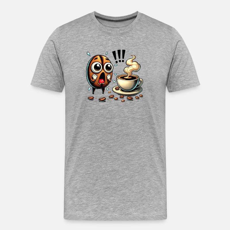 Lustiges Kaffee Design - Männer Premium Bio T-Shirt - Grau meliert