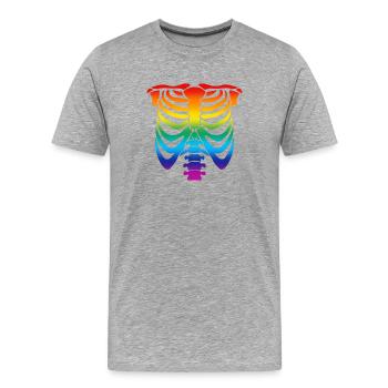 Regenbogen Skelett - Regenbogen Skelett - Männer Premium Bio T-Shirt - Grau meliert - Vorne - Damien (186cm)