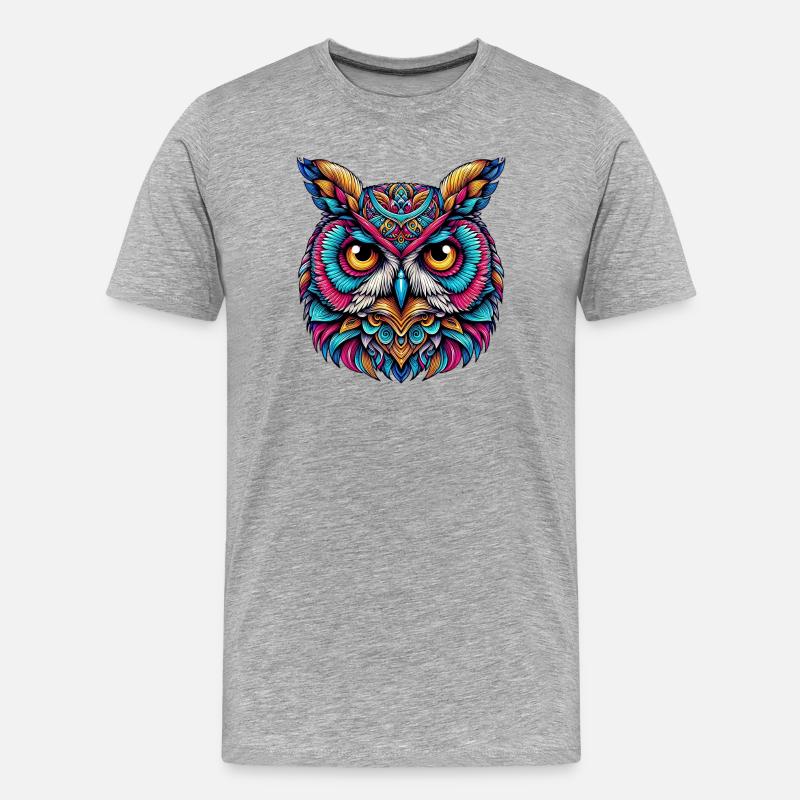 Eule - Männer Premium Bio T-Shirt - Grau meliert