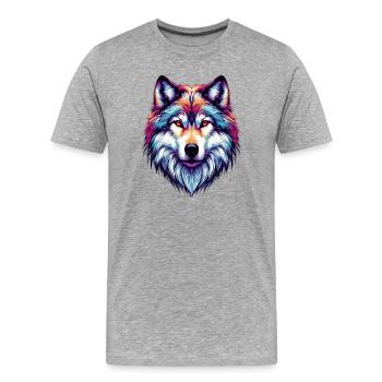 Wolf - Men's Premium Organic T-Shirt - heather grey - Front - Damien (186cm)