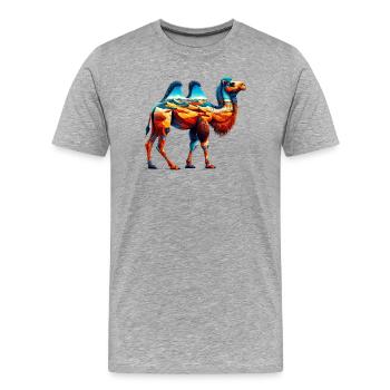 Kamel - Männer Premium Bio T-Shirt - Grau meliert - Vorne - Damien (186cm)