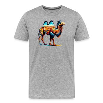 Kamel - Männer Premium Bio T-Shirt - Grau meliert - Vorne - Damien (186cm)