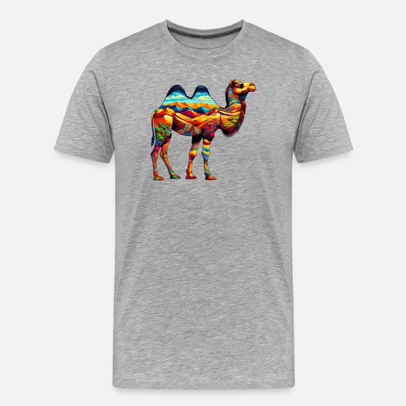 Kamel - Männer Premium Bio T-Shirt - Grau meliert