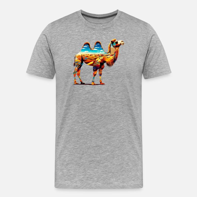 Kamel - Männer Premium Bio T-Shirt - Grau meliert