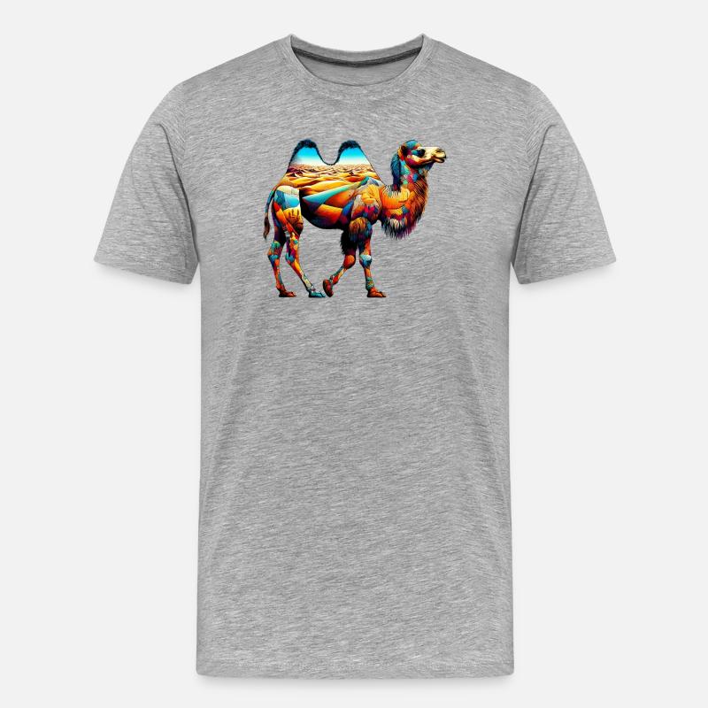 Kamel - Männer Premium Bio T-Shirt - Grau meliert