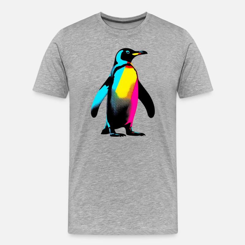 Pinguin - Männer Premium Bio T-Shirt - Grau meliert