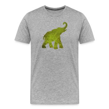 Yoga Éléphant Vert Motif Médiatation Inde om - T-shirt bio Premium Homme - gris chiné - Devant - Damien (186cm)
